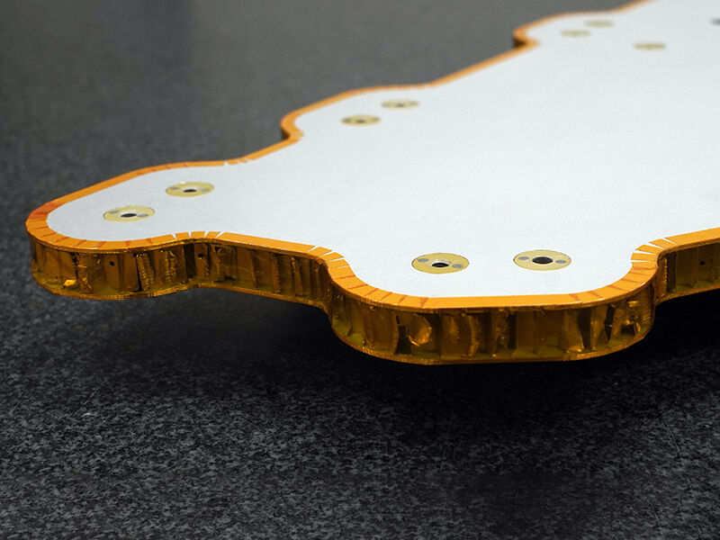 Spacecraft bus, shaped radiator panel detail with  embedded heat pipes