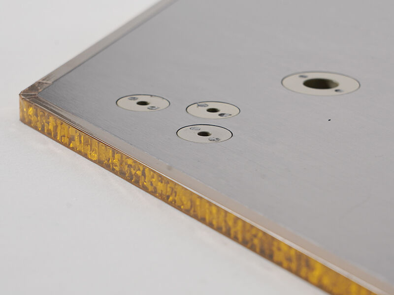 Carbon fiber solar panel - corner detail with kapton edging and metallic inserts