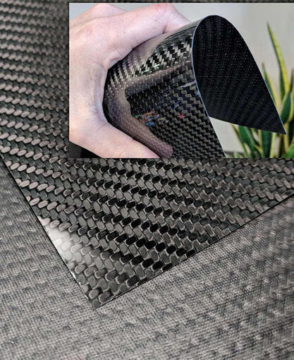 Carbon Fiber Veneer - Twill Weave - Standard Modulus - Gloss / Adhesive Backing - 48" x 6" x 1/64"