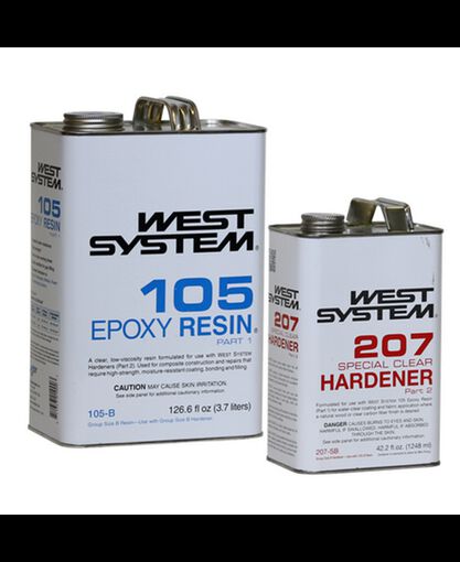 West System - Special Clear - 1.3 Gallon / 168.6 fl oz Kit - (1 Gallon 105-B Base Epoxy Resin & .33 Gallon 207-SB Special Clear Hardener)