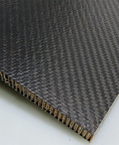 Sandwich Panel - Aramid 3 Cubic ft Honeycomb Core (0.085") - Twill Carbon Fiber Skins (0.02") - Matte/Matte - 12 x 12 x 0.125 inch