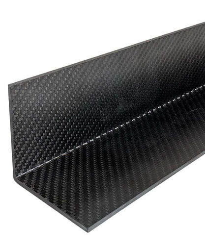 Angle - 90 deg - Carbon Fiber (Upcycled) - Plain Weave - Satin - 0.188" thick x 2.5" leg x 16" Length