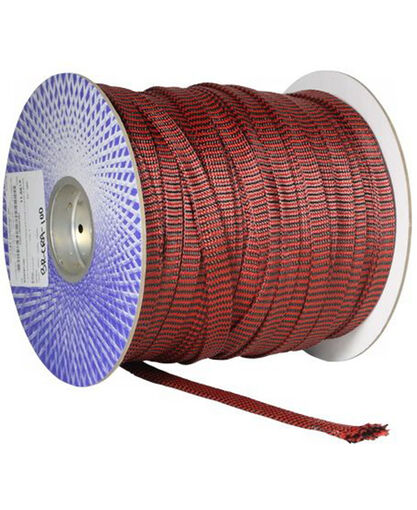 Dry Braided Red Aramid/Carbon Hybrid Sleeve - Biaxial +/-45° - Medium Weight - (+options)