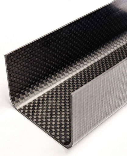 Carbon Fiber - C-Channel - Plain Weave - 4.0 base x 2.25 leg x 0.06 wall x 36 long INCHES