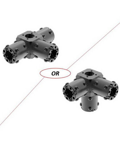 CARBONNect - Main Block with Three Adapters - Aluminum - For 1.0-inch ID Round Tubing