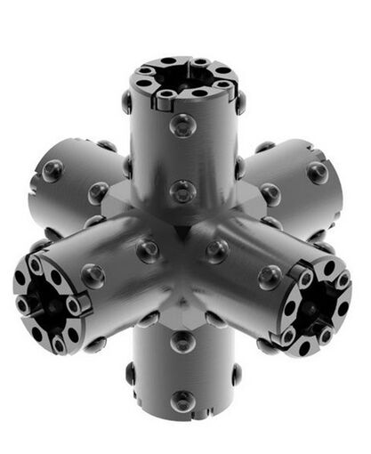 CARBONNect - Main Block with Six Adapters - Aluminum - For 1.0-inch ID Round Tubing