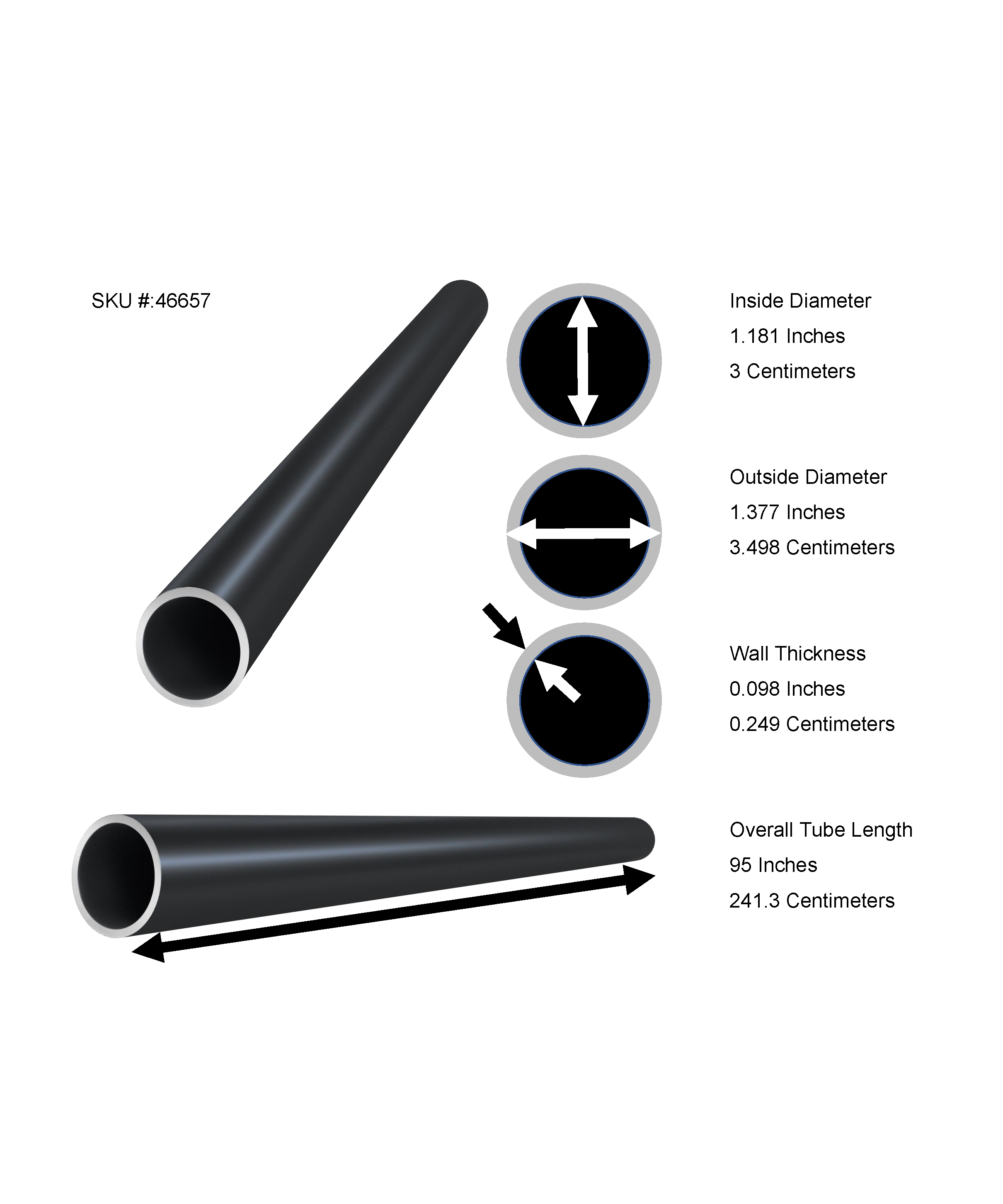 thumbnail image 2 of Carbon Fiber Round Tube 4mm X 3mm X 400mm Carbon Fiber Pultrusion 2 of 14