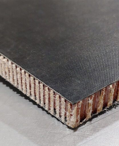 Sandwich Panel - Aramid 3 Cubic ft Honeycomb Core (0.085") - Black Dyed Glass Fiber Skins (0.02") - Matte/Matte - 50 x 100 x 0.125 inch (Requires Shipping Crate + Freight) (Untrimmed)