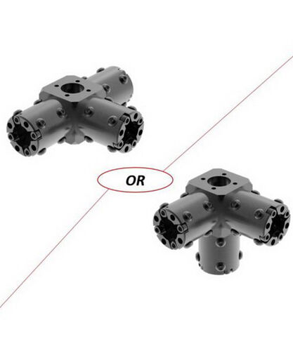 CARBONNect - Main Block with Three Adapters - Aluminum - For 2.0-inch ID Round Tubing