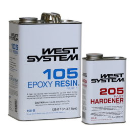 West System - Fast - 1.2 Gallon / 154 fl oz. Kit - (1 Gallon 105-B Base Epoxy Resin & .86 Quart 205-B Fast Hardener)