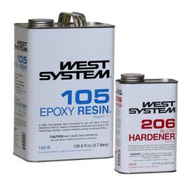 West System - Slow - 1.2 Gallon / 154.1 fl oz Kit - (1 Gallon 105-B Base Epoxy Resin & .86 Quart 206-B Slow Hardener)