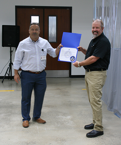 Certification of Appreciation presented to RWC