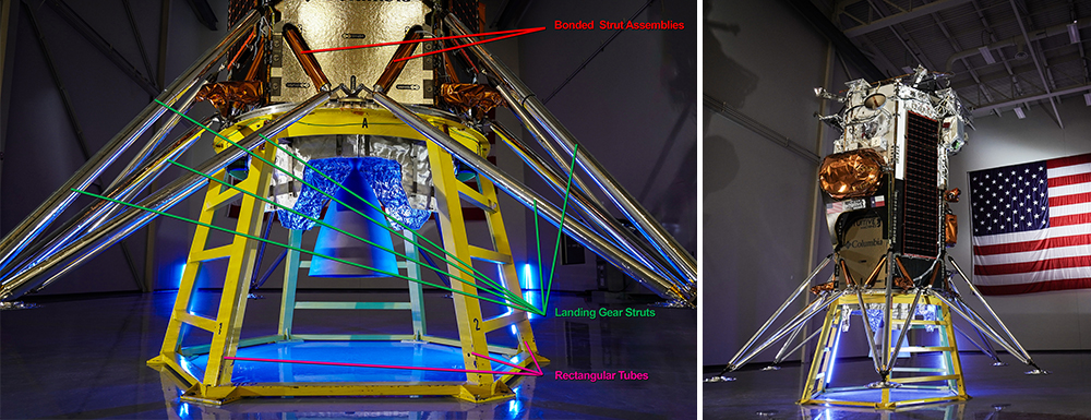 IM-1 Lunar Lander Odysseus with RWC Struts and Assemblies (Odysseus images courtesy Intuitive Machines – Nick Rios)